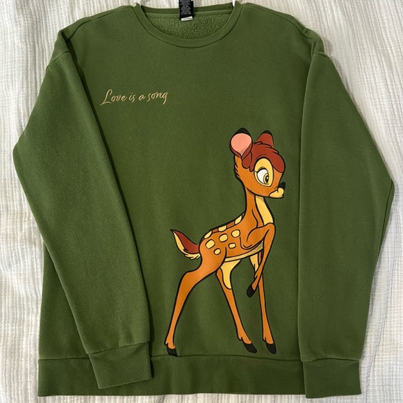 Disney Sweaters - Disney green crewneck Bambi sweater